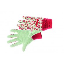 Bavlnené rukavice s PVC terčíkmi FRESH FRUIT červené č. 8